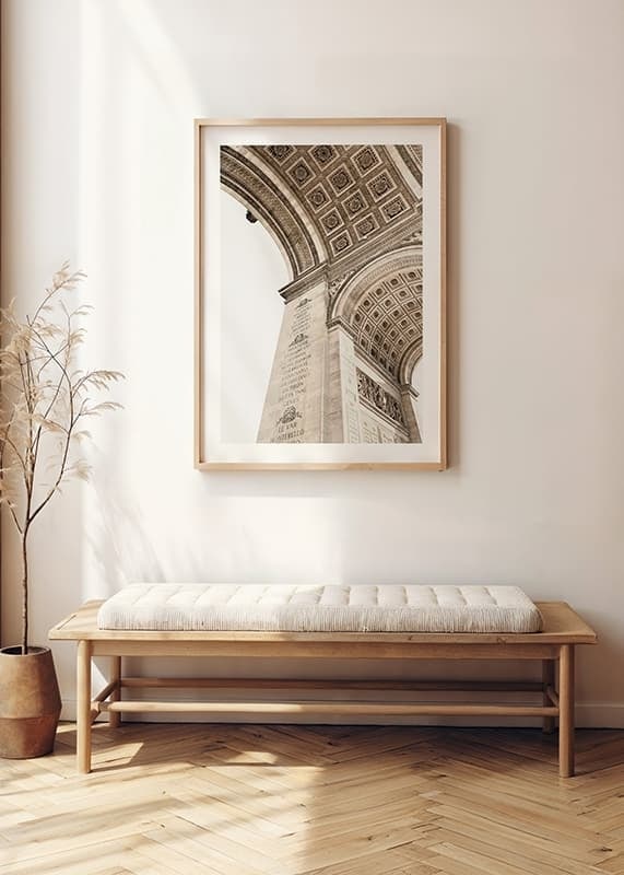 Photograph of the inner vault of the Arc de Triomphe in beige tones-12