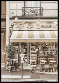 Photograph of Parisian cafe with outdoor seating in beige tones-6