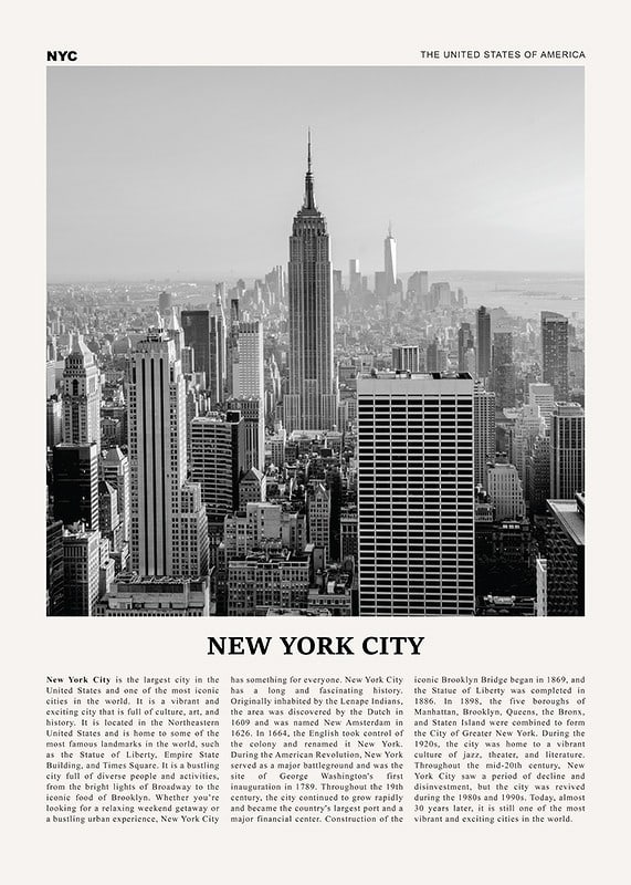 Svartvit vy över Manhattans skyline med Empire State Building-12