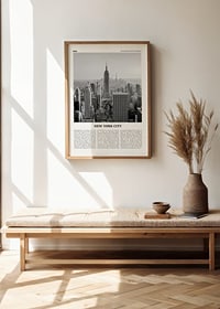 Svartvit vy över Manhattans skyline med Empire State Building-2