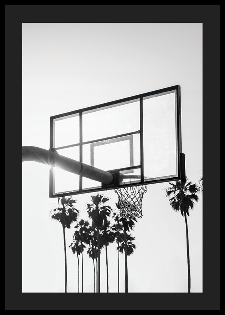 Melnbalta basketbola groza fotogrāfija ar palmām fonā-12