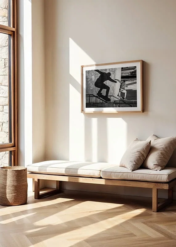 Black and white photo of skateboarder climbing railing outdoors-12