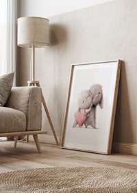 Illustrated rabbits hugging, soft beige tones-8