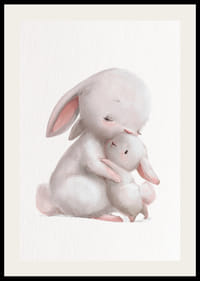 Ilustrowana rodzina królików w delikatnych pastelowych kolorach, białe tło-2