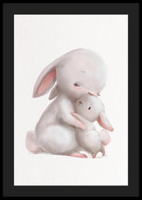 Ilustrowana rodzina królików w delikatnych pastelowych kolorach, białe tło-4