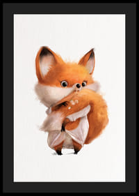 Illustreret ræveunge med stor hale på hvid baggrund-4