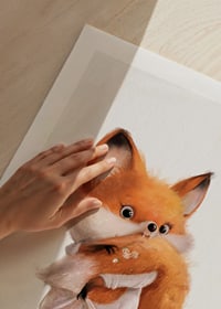 Illustrated fox cub with big tail on white background-9