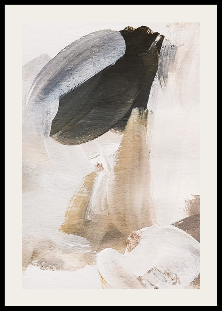 Coups de pinceau abstraits en marron, bleu-gris et noir sur fond clair-12