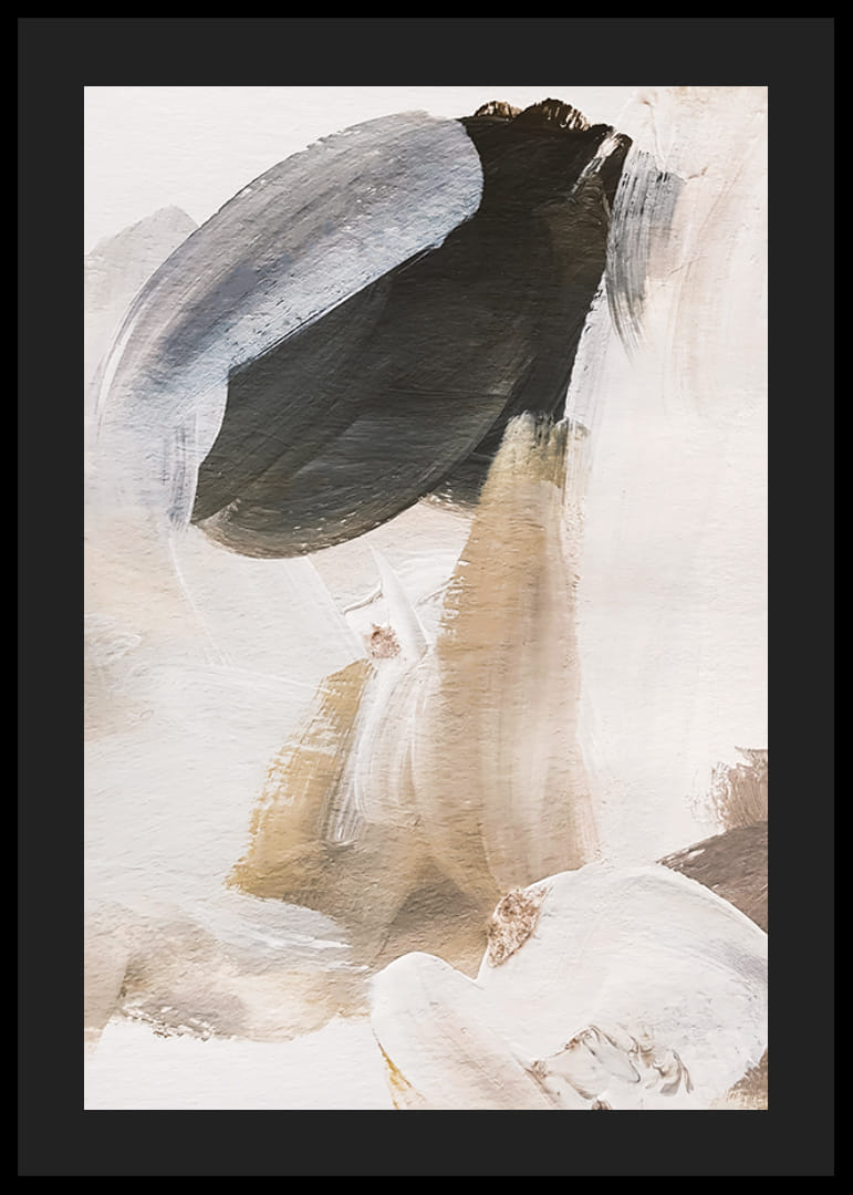 Coups de pinceau abstraits en marron, bleu-gris et noir sur fond clair-12