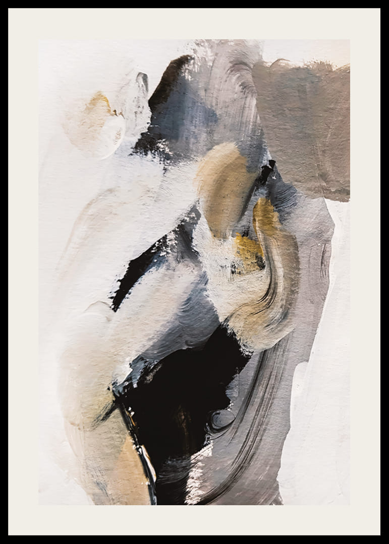 Abstract brush strokes in black, beige and gray against light background-12