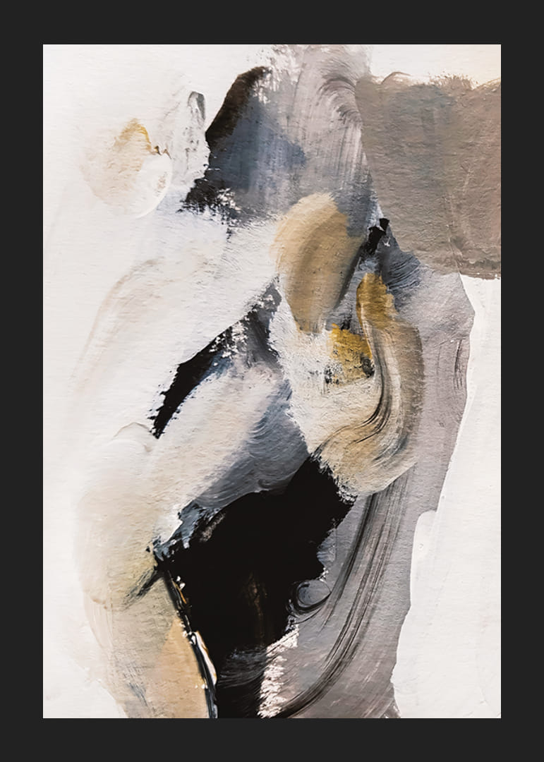 Abstract brush strokes in black, beige and gray against light background-12