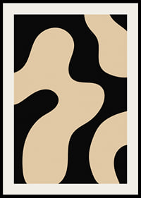 Abstracte organische vormen in beige tegen een zwarte achtergrond-2