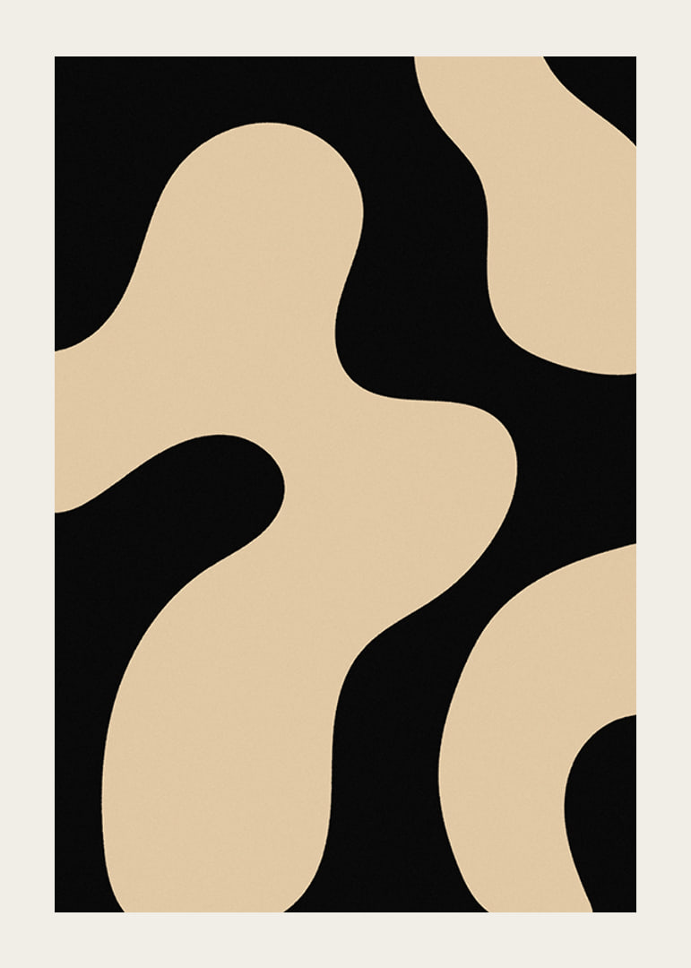 Abstracte organische vormen in beige tegen een zwarte achtergrond-12