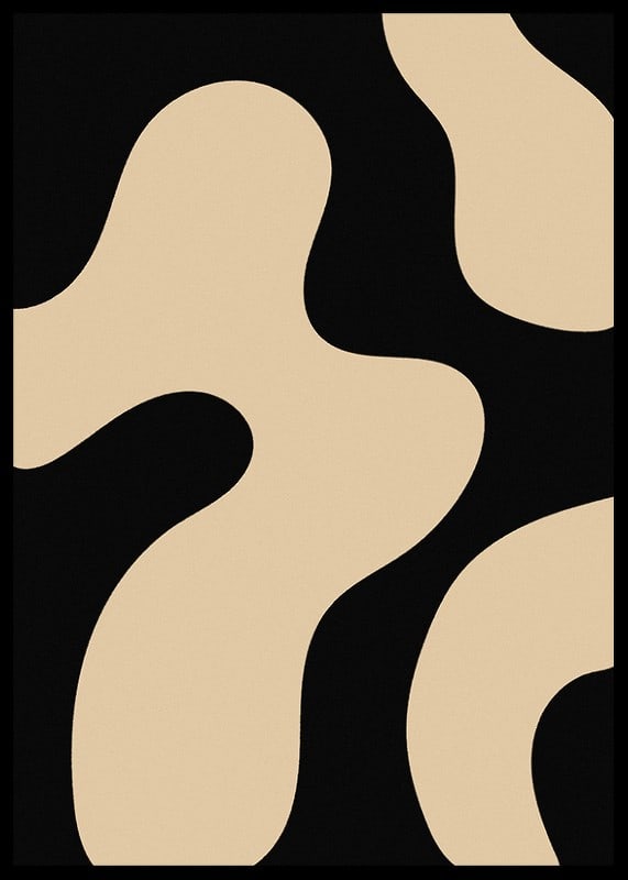Abstracte organische vormen in beige tegen een zwarte achtergrond-12