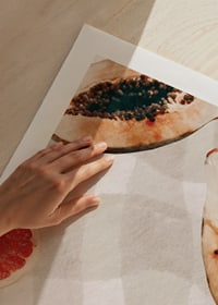 Akvarell av papaya og blodappelsiner på rutete lerret-9