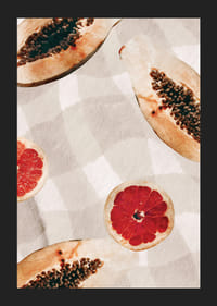 Papaya és vérnarancs akvarellje kockás vásznon-5