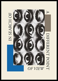 Illustrazione grafica con nove occhi in bianco e nero e testo in inglese-6