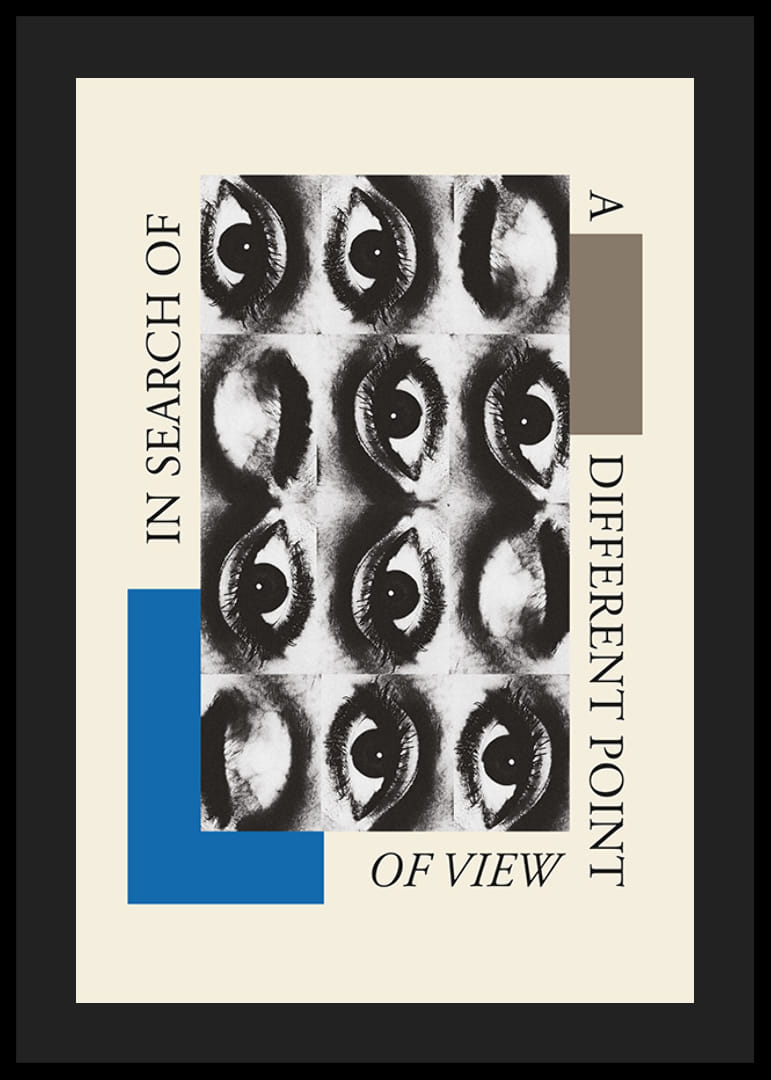 Grafická ilustrácia s deviatimi čiernobielymi očami a anglickým textom-12