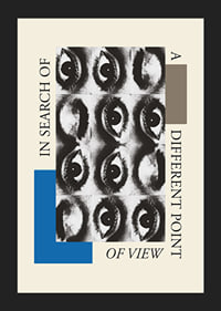 Illustrazione grafica con nove occhi in bianco e nero e testo in inglese-5