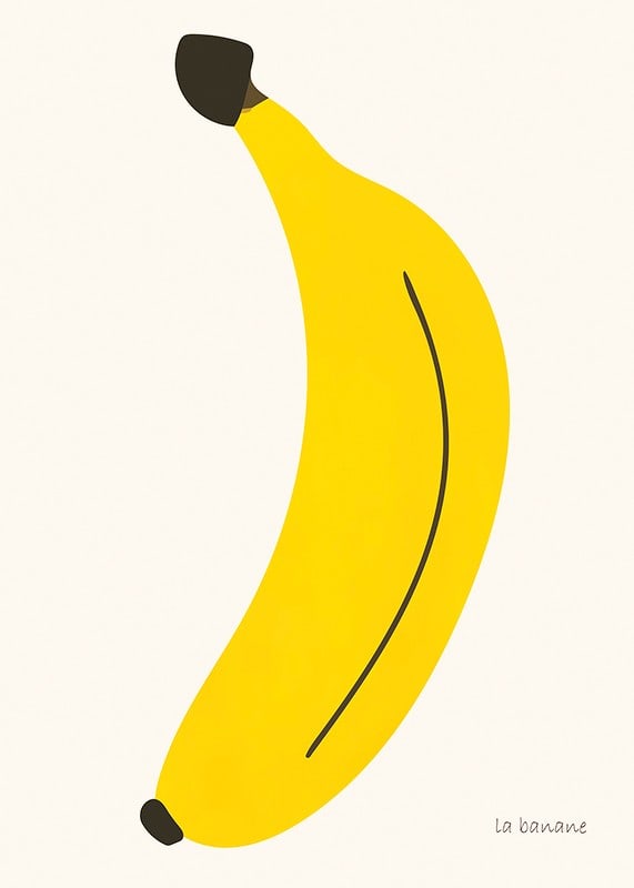 Grafisk illustration av gul banan mot ljus bakgrund-12