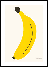 Grafisk illustration av gul banan mot ljus bakgrund-0