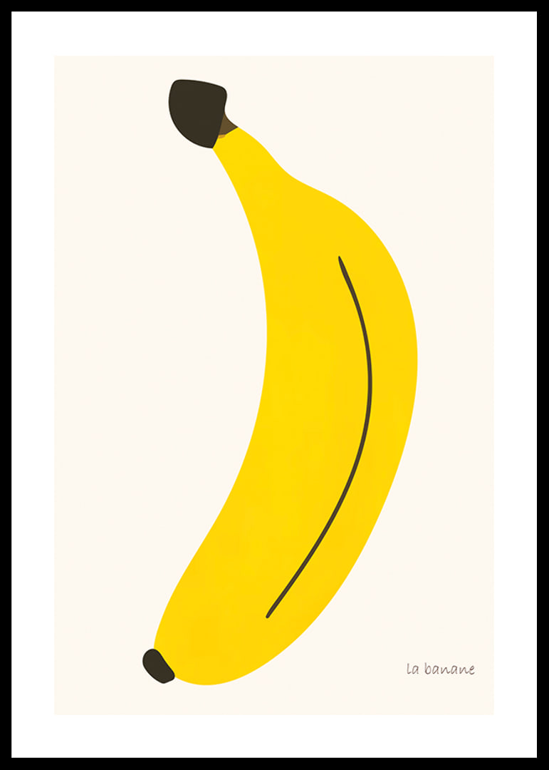 Grafisk illustration av gul banan mot ljus bakgrund-12