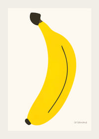 Grafisk illustration av gul banan mot ljus bakgrund-3