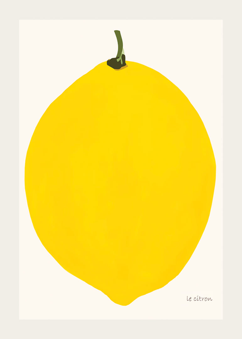 Graphic illustration of a yellow lemon against a light background-12