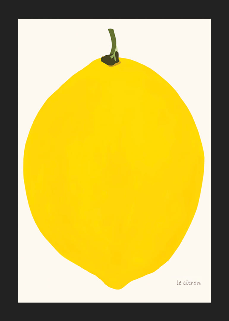 Graphic illustration of a yellow lemon against a light background-12