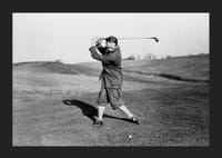 Black and white photograph of male golfer in classic attire-5