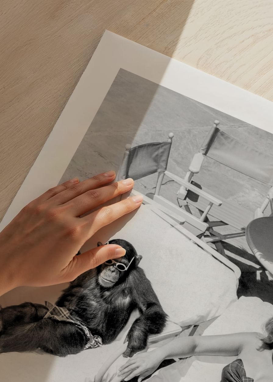 Chimpanzee And Woman B&W-12
