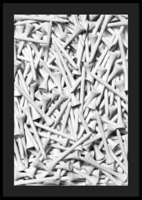 Close-up of white golf pegs in tight composition, black and white-4