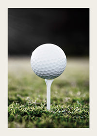 Photographic close-up of white golf ball on tee in grass-3