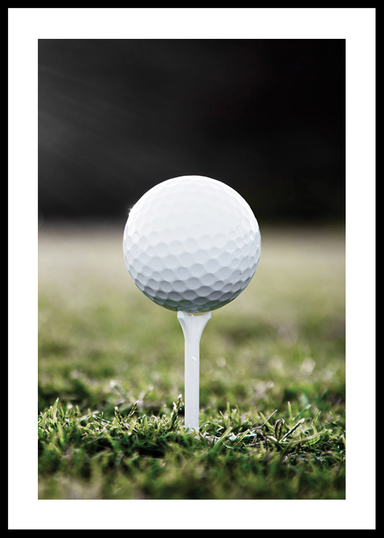 Photographic close-up of white golf ball on tee in grass-12
