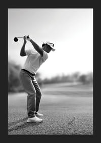 Svart og hvit golfspiller i kø med driver på fairway-5