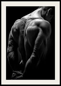 Black and white close-up of muscular man's back and arms-4