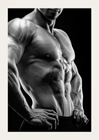Black and white close-up of muscular male torso in profile-5