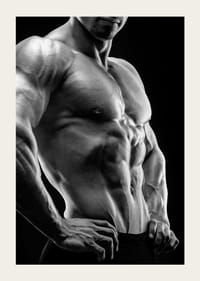 Primer plano en blanco y negro de un torso masculino musculoso de perfil-5