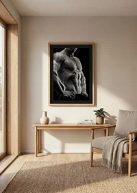 Black and white close-up of muscular male torso in profile-8