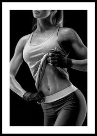 Black and white close-up of athletic woman in sports bra-2