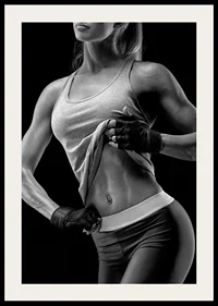 Black and white close-up of athletic woman in sports bra-4