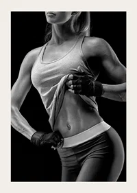 Black and white close-up of athletic woman in sports bra-5