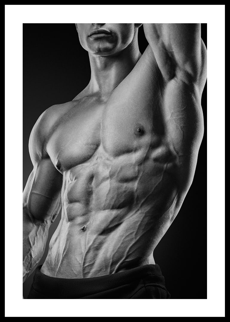 Black and white close-up of a man's muscular torso-12