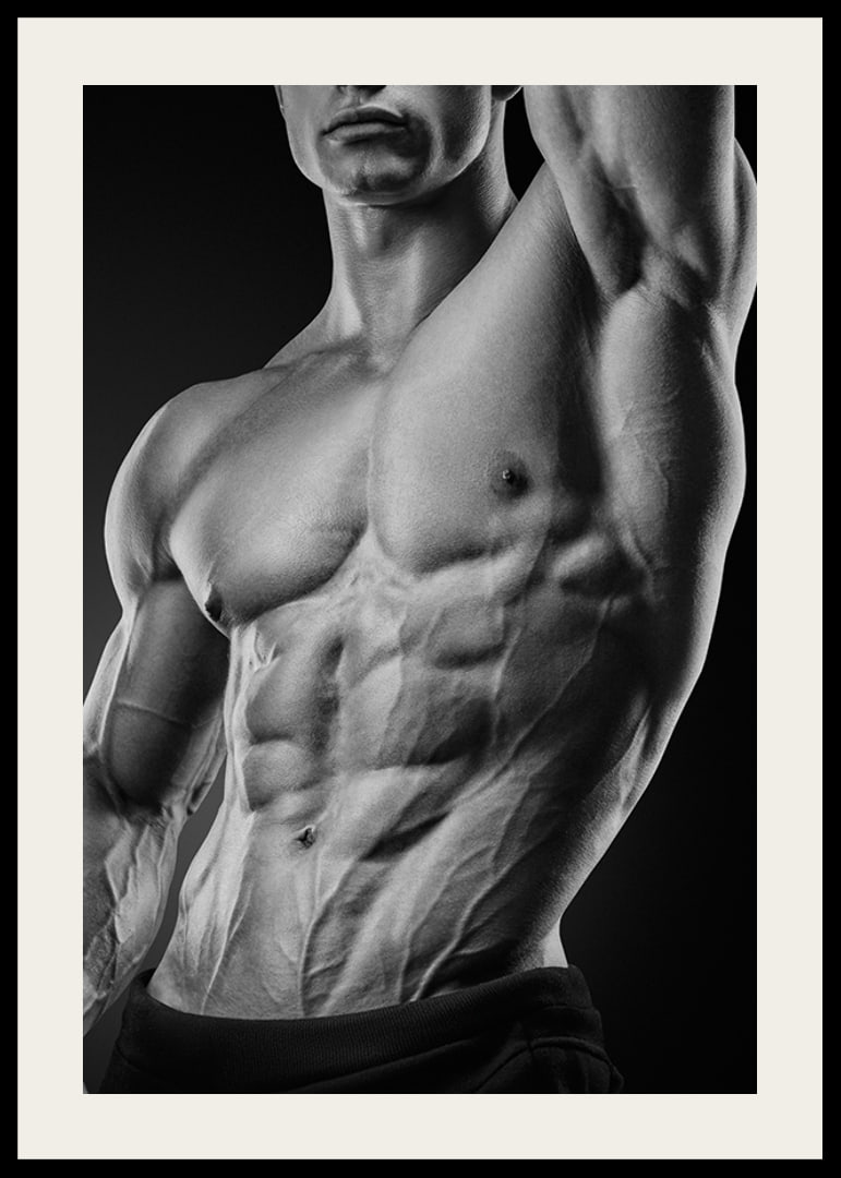 Black and white close-up of a man's muscular torso-12