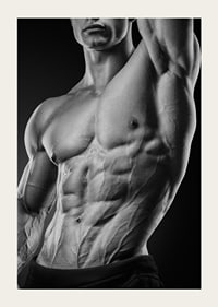 Black and white close-up of a man's muscular torso-5