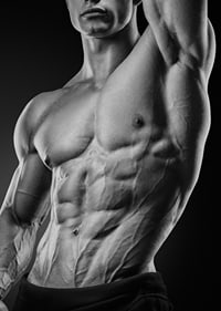 Black and white close-up of a man's muscular torso-7