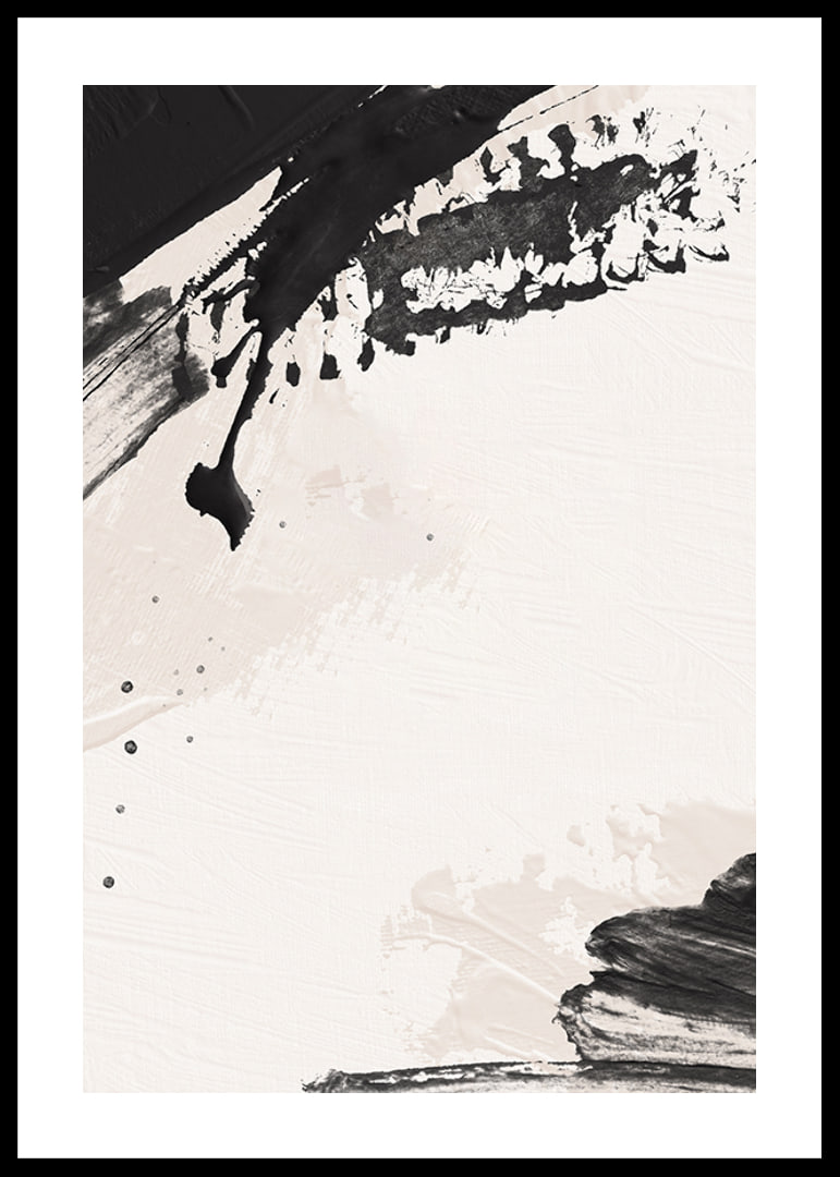 Abstract black brush strokes on light textured background-12