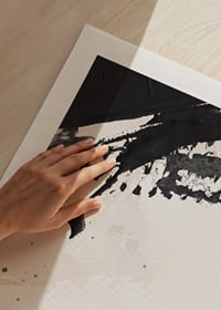 Abstract black brush strokes on light textured background-9