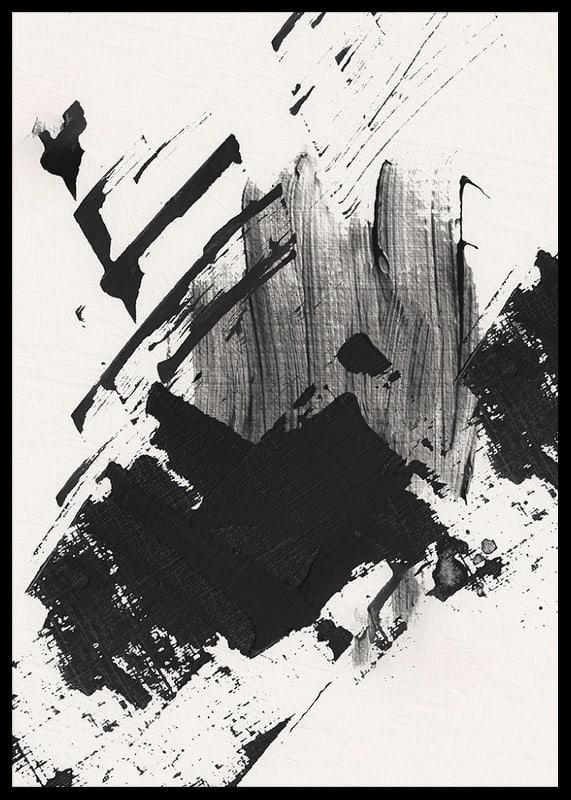 Abstract black brush strokes on white textured background-12