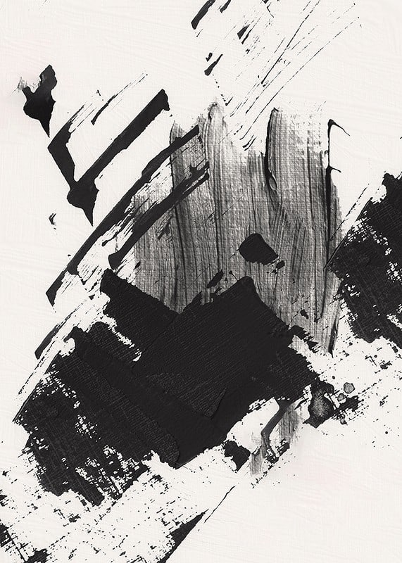 Abstract black brush strokes on white textured background-12